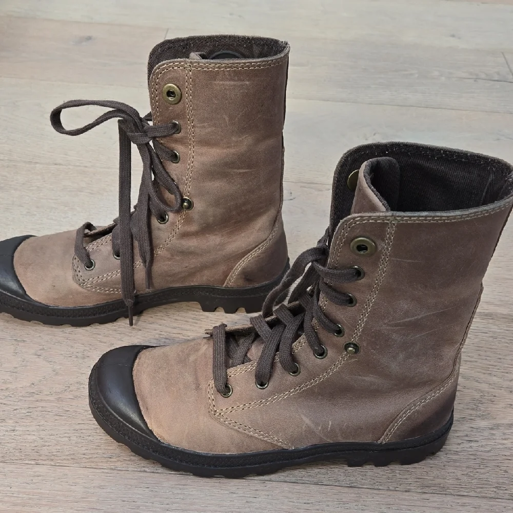 Palladium Brown Combat Boots Size 8.5 - Picture 2 of 8